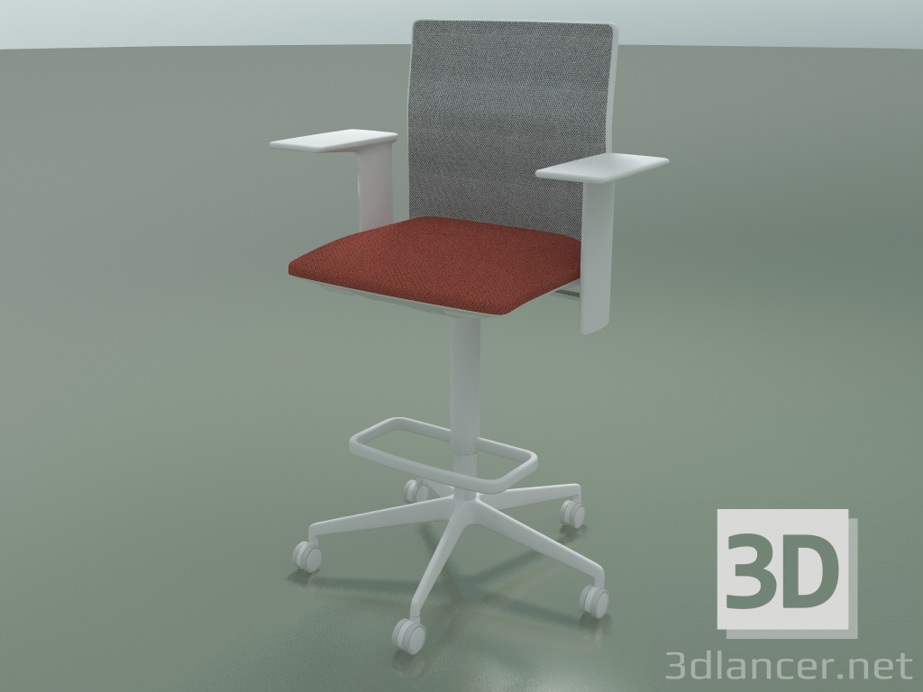 3d model Stool 6504 (5 wheels, with mesh, adjustable 3D armrest XL, V12) - preview