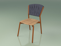 Sedia 220 (Metallo Ruggine, Teak, Cintura Imbottita Grigio-Blu)