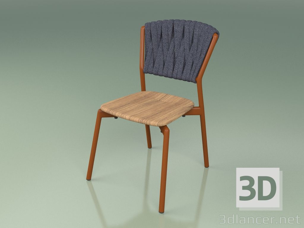 3d model Silla 220 (óxido de metal, teca, cinturón acolchado gris-azul) - vista previa