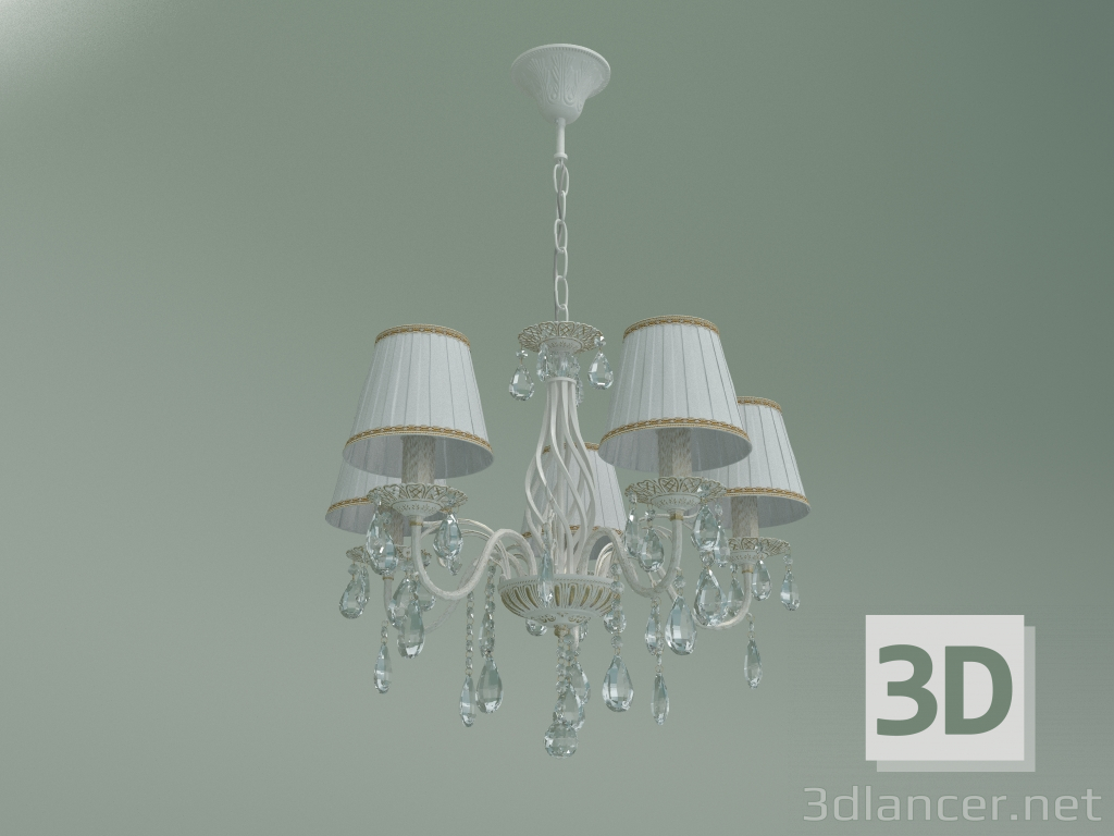 Modelo 3d Lustre de suspensão 10054-5 (branco com ouro - Strotskis de cristal transparente) - preview