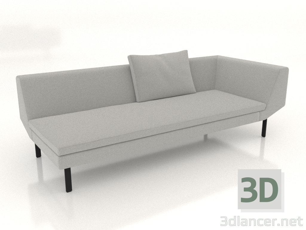 3d model Módulo de sofá final 219 con reposabrazos a la derecha (patas de metal) - vista previa