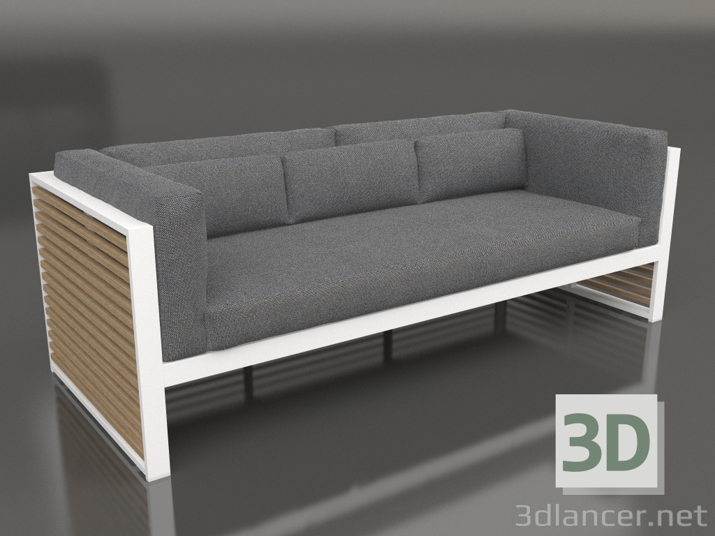 modello 3D Divano 3 posti (Bianco) - anteprima