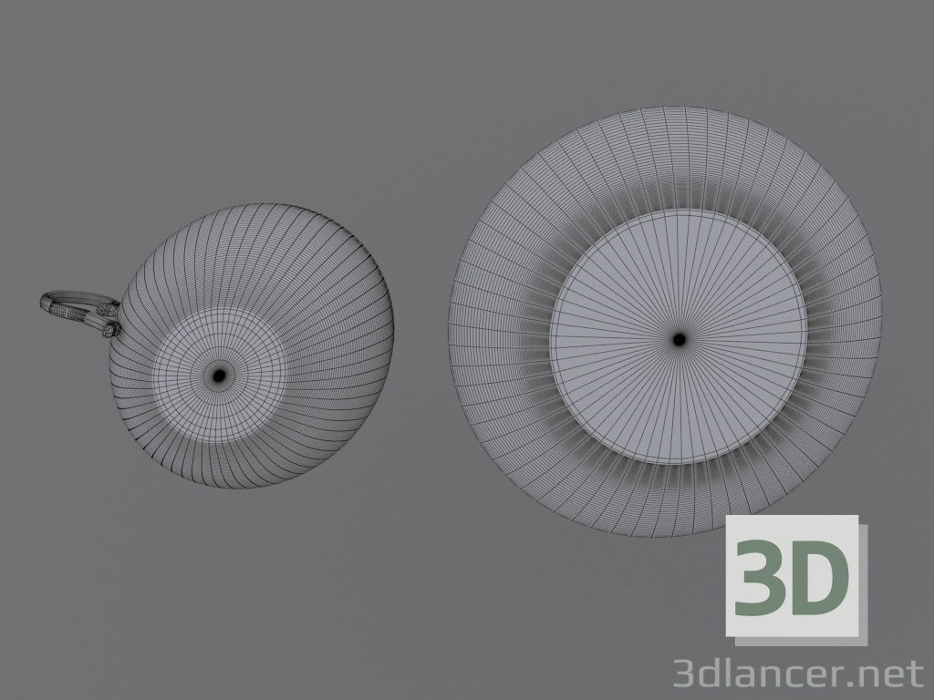 3D Porselen tabak ve bardak modeli satın - render