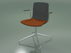 Silla 5906 (4 patas, con cojín en el asiento, giratorio, polipropileno, con reposabrazos)