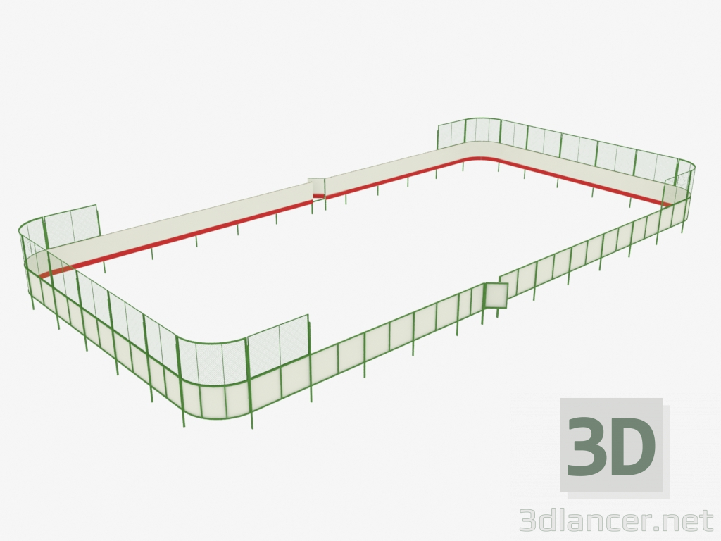 Modelo 3d Quadra de hóquei (30x15) - preview