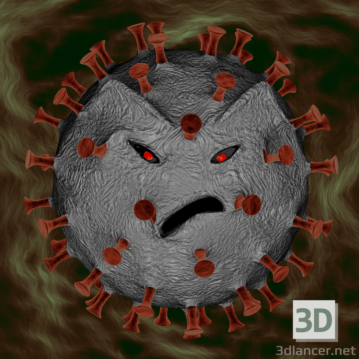 modèle 3D de Coronavirus en colère acheter - rendu