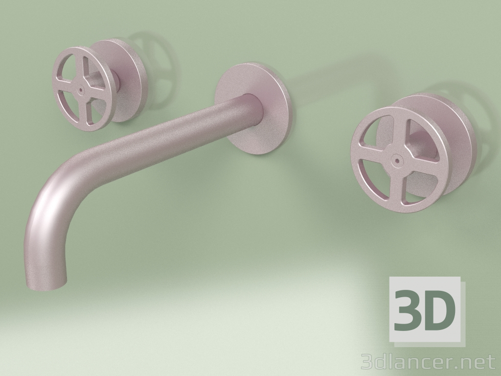 3D Modell Wandmontiertes Set aus 2 separaten Mischbatterien mit Auslauf (20 10 V, OR) - Vorschau