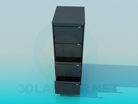 3d model Bedside table with drawers - preview