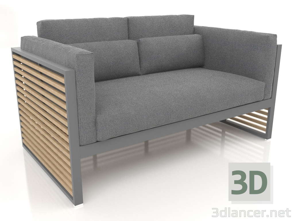 3D Modell 2-Sitzer-Sofa mit hoher Rückenlehne (Anthrazit) - Vorschau