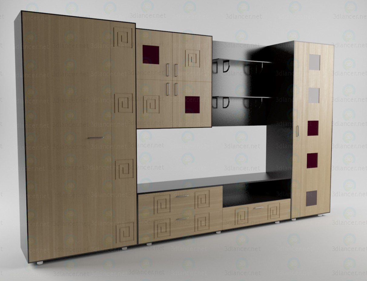 modello 3D Per vivere camera Il unità parete 2 - anteprima