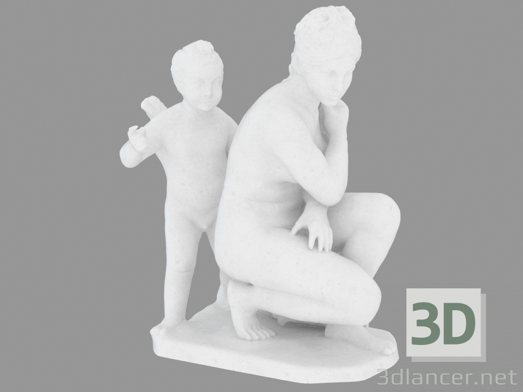 3d модель Мраморная скульптура Bathing Aphrodite and Eros – превью