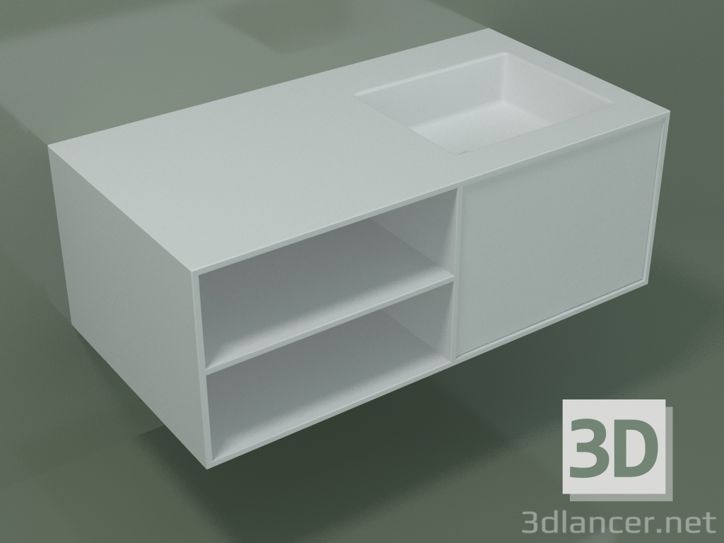 Modelo 3d Lavatório com gaveta e compartimento (06UC524D2, Branco Glaciar C01, L 96, P 50, H 36 cm) - preview