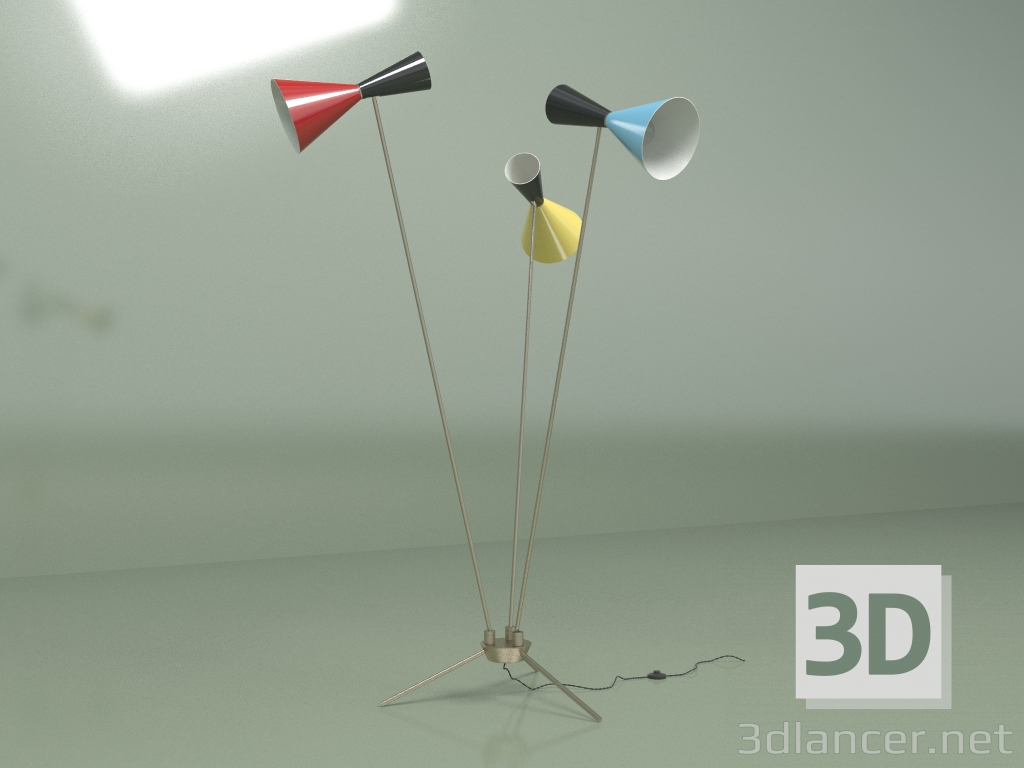 modello 3D Lampada da terra Stilnovo Style 3 lampade (multicolore) - anteprima