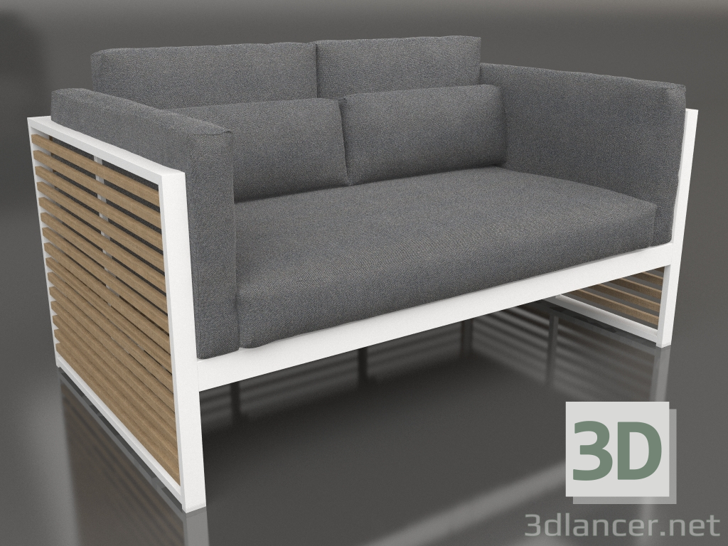 3d model Sofá de 2 plazas con respaldo alto (Blanco) - vista previa