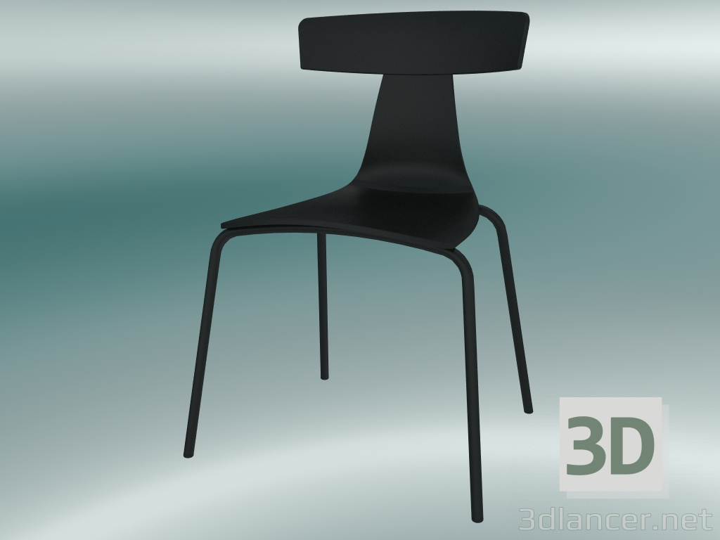 modèle 3D Chaise empilable Chaise en plastique REMO (1417-20, plastique noir, noir) - preview