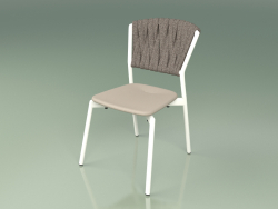 Chair 220 (Métal Lait, Polyuréthane Résine Mole, Ceinture Rembourrée Gris-Sable)