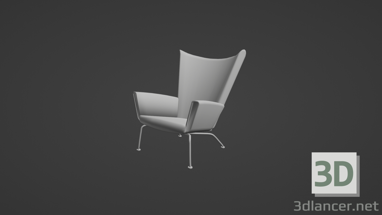 modèle 3D Fauteuil selon le dessin pour la tâche 9 au cours universitaire 3Dmax - preview