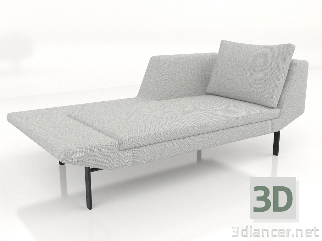 Modelo 3d Chaise longue 177 com apoio de braço à direita (pernas metálicas) - preview