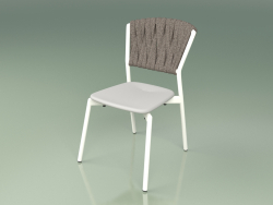 Chaise 220 (Métal Lait, Résine Polyuréthane Gris, Ceinture Rembourrée Gris-Sable)