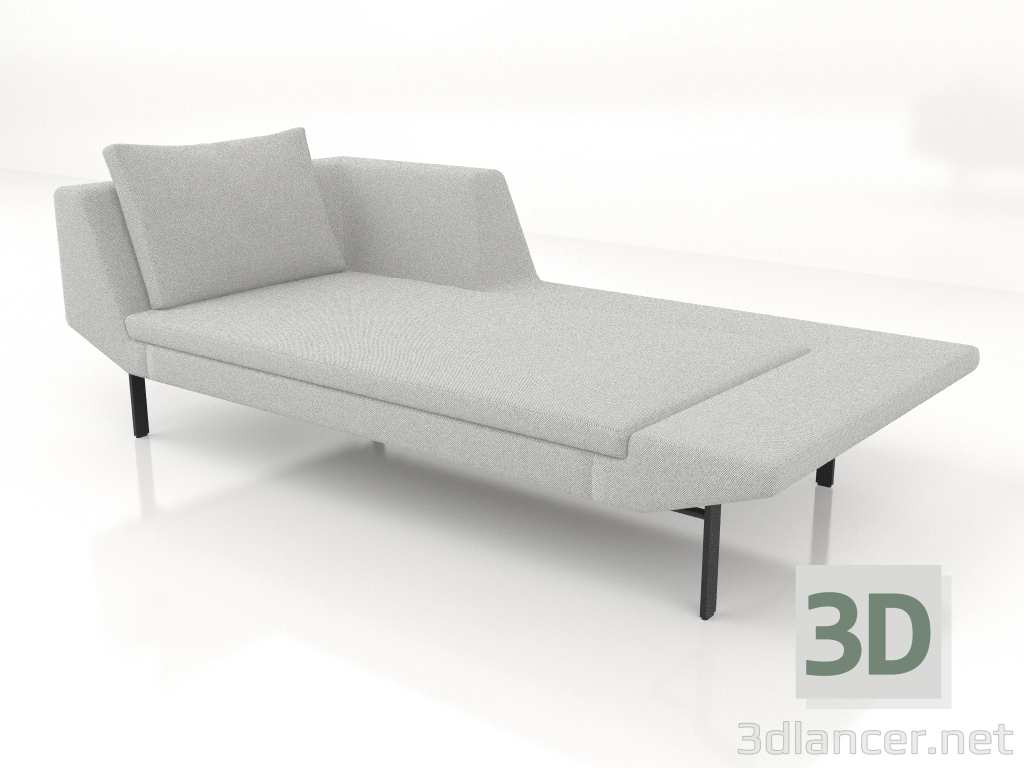 3d model Chaise longue 207 con reposabrazos a la izquierda (patas de metal) - vista previa