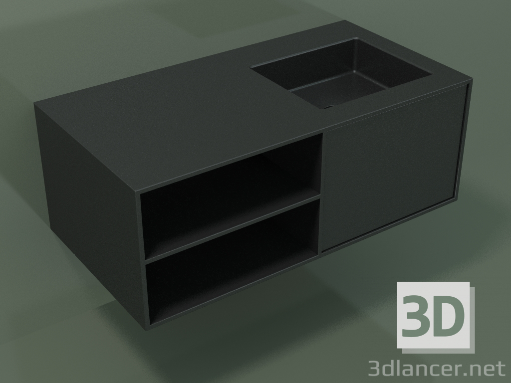 3d model Washbasin with drawer and compartment (06UC524D2, Deep Nocturne C38, L 96, P 50, H 36 cm) - preview