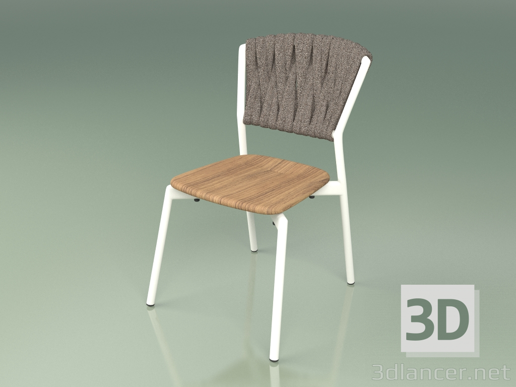 3d model Silla 220 (Metal Leche, Teca, Cinturón Acolchado Gris-Arena) - vista previa