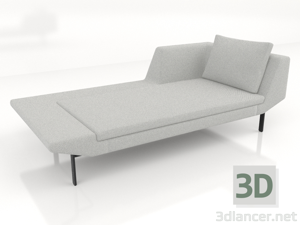 Modelo 3d Chaise longue 207 com apoio de braço à direita (pernas metálicas) - preview