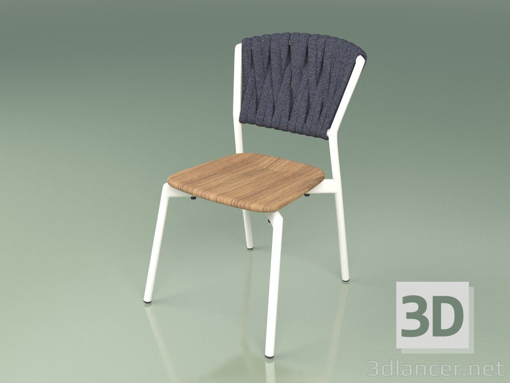 modèle 3D Chaise 220 (Métal Lait, Teck, Ceinture Rembourrée Gris-Bleu) - preview