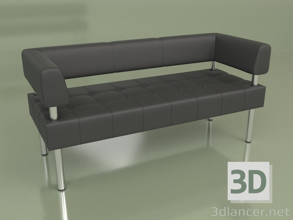 3D Modell Sofa 3-Sitzer Business (Schwarzes Leder) - Vorschau