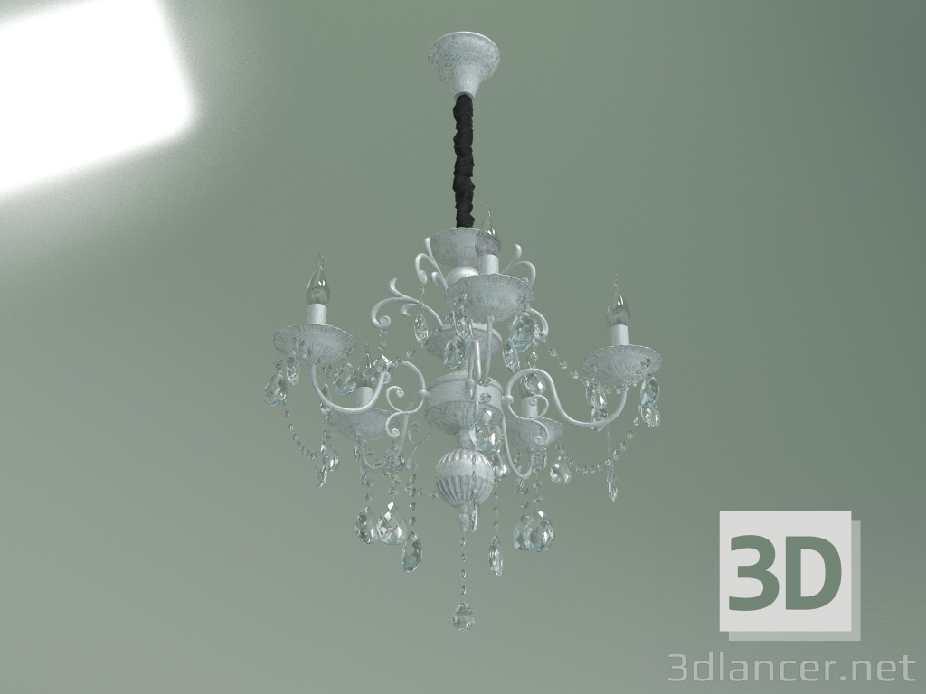 modello 3D Lampadario a sospensione 10064-5 (bianco con argento-Strotskis) - anteprima