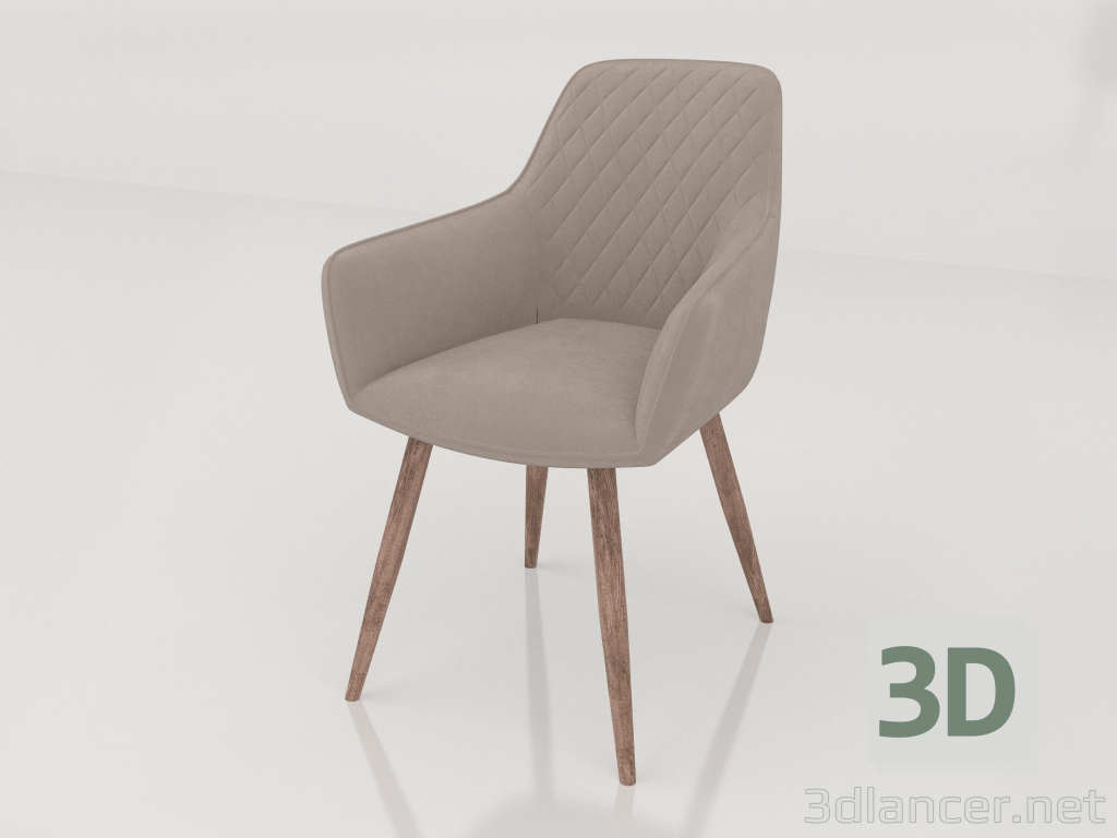 3d model Silla Anita (beige-roble) - vista previa