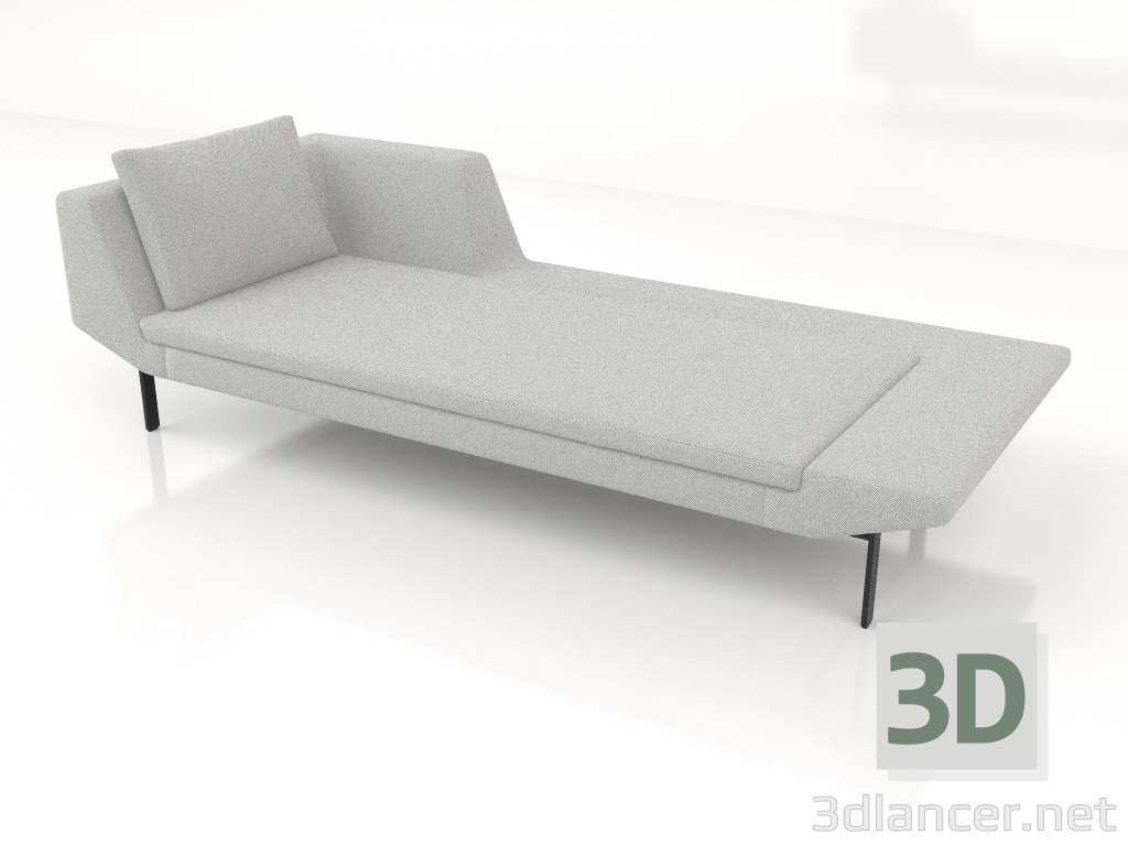 modello 3D Chaise longue 240 con bracciolo a sinistra (gambe in metallo) - anteprima