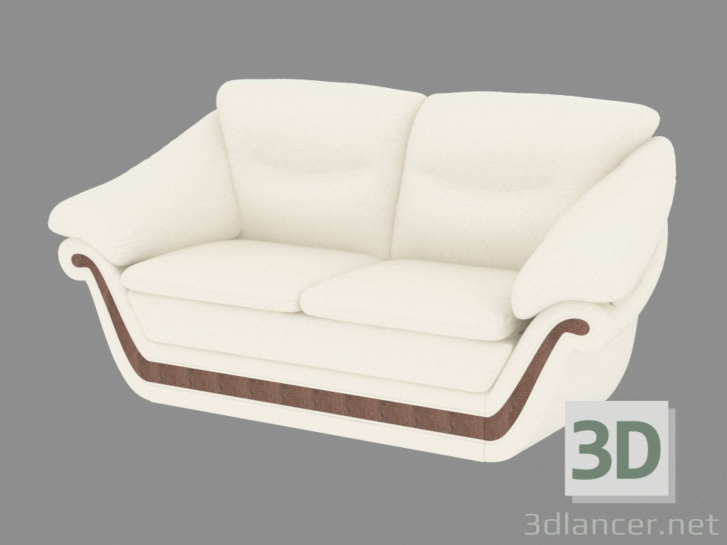 3D Modell Doppelledersofa gerade - Vorschau