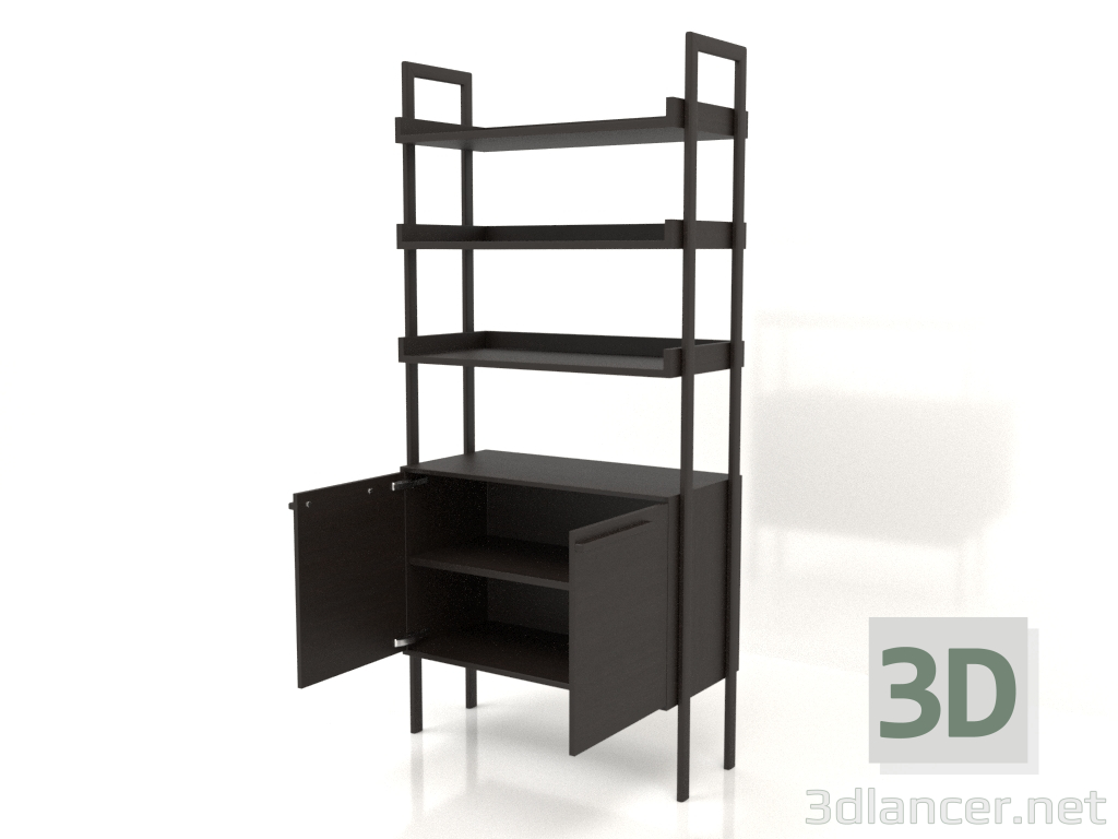 3D Modell Regal ST 03 (offen) (900x400x1900, Holzbraun dunkel) - Vorschau