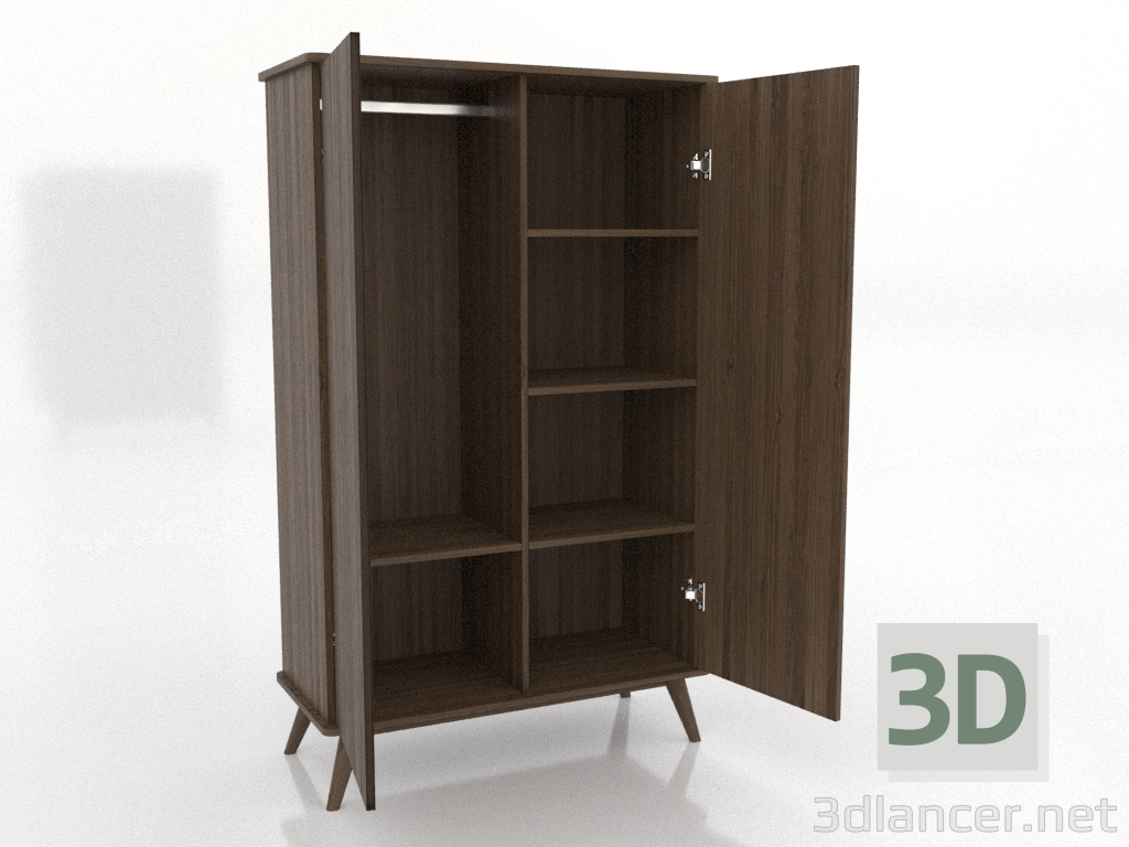 modèle 3D Armoire 4 1000x450x1650 mm (ouverte, frêne noyer éclairci) - preview modèle 3D Armoire 4 1000x450x1650 mm (ouverte, frêne noyer éclairci) - preview
