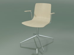 Silla 5909 (4 patas, giratoria, con reposabrazos, abedul blanco)