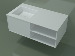 Washbasin with drawer and compartment (06UC524S2, Glacier White C01, L 96, P 50, H 36 cm)