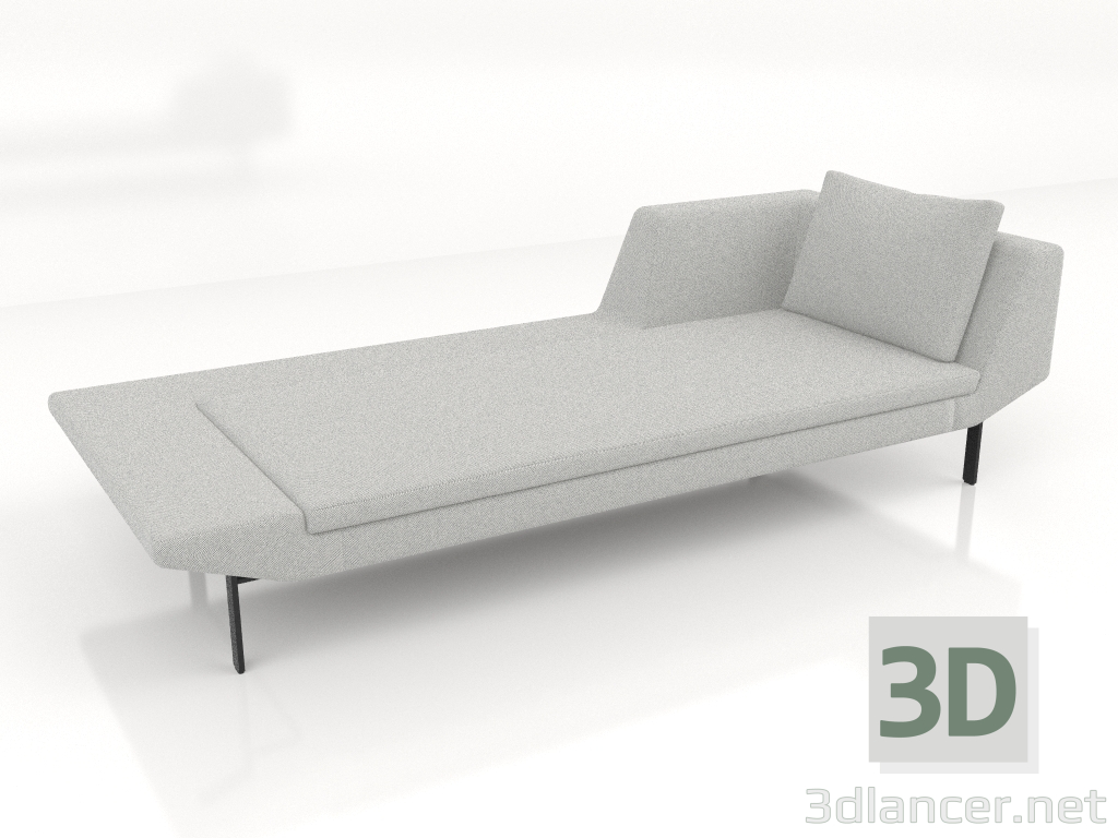 modello 3D Chaise longue 240 con bracciolo a destra (gambe in metallo) - anteprima