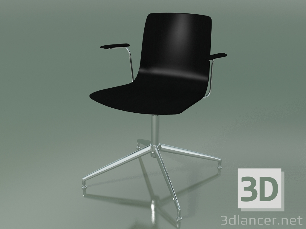 3D modeli Sandalye 5909 (4 ayak, döner, kolçaklı, siyah huş ağacı) - önizleme