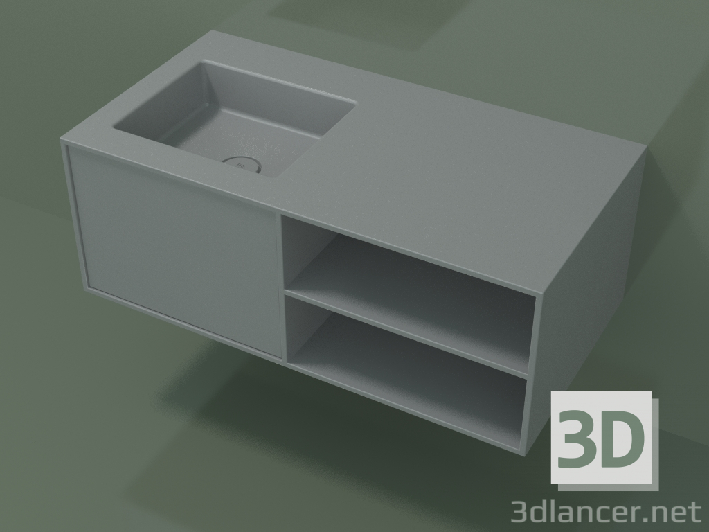 3d model Lavabo con cajón y compartimento (06UC524S2, Silver Grey C35, L 96, P 50, H 36 cm) - vista previa