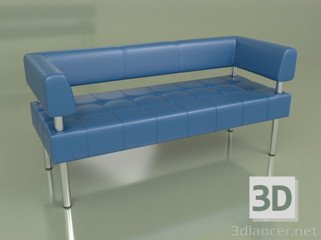 modello 3D Divano tre posti Business (pelle Blu) - anteprima