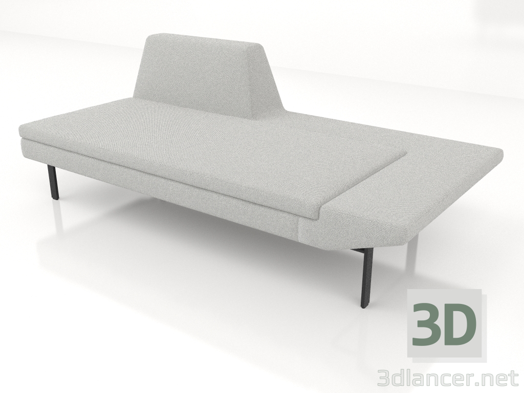 3d model Chaise longue abierta 186 con reposabrazos a la izquierda (patas de metal) - vista previa