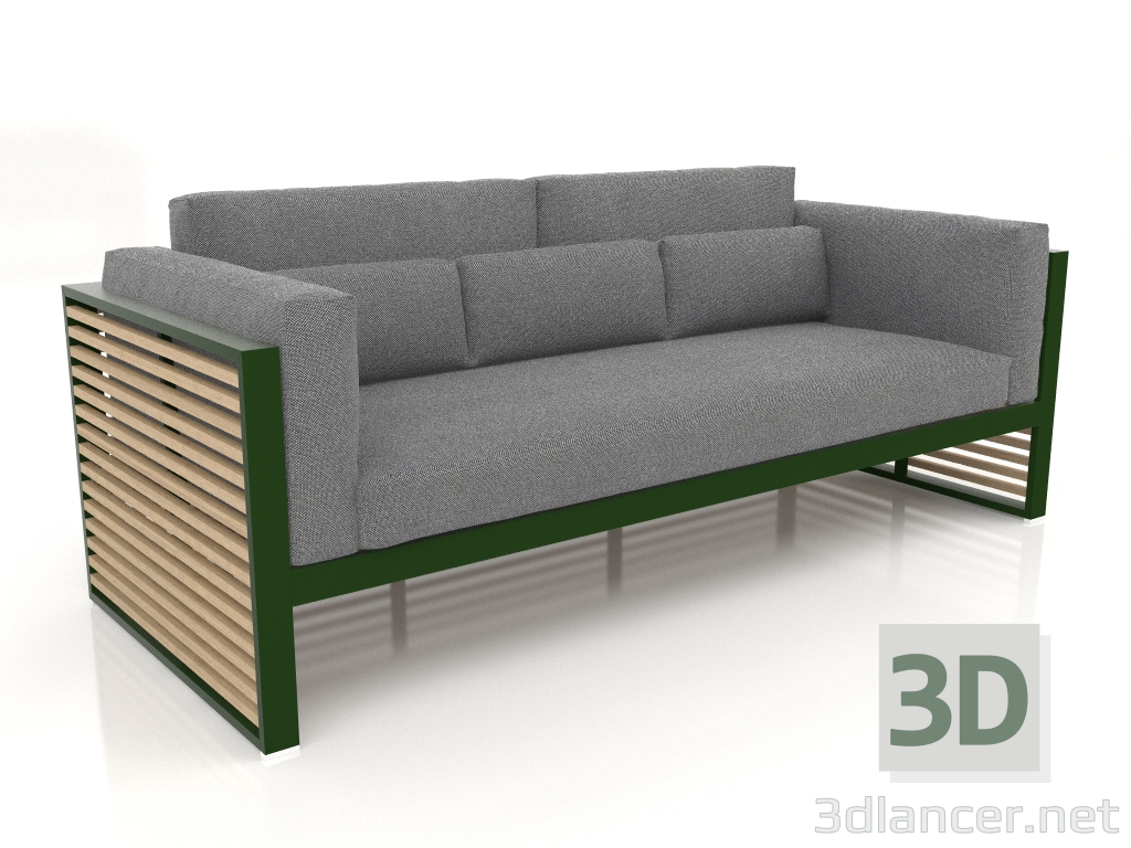 Modelo 3d Sofá de 3 lugares com encosto alto (verde garrafa) - preview