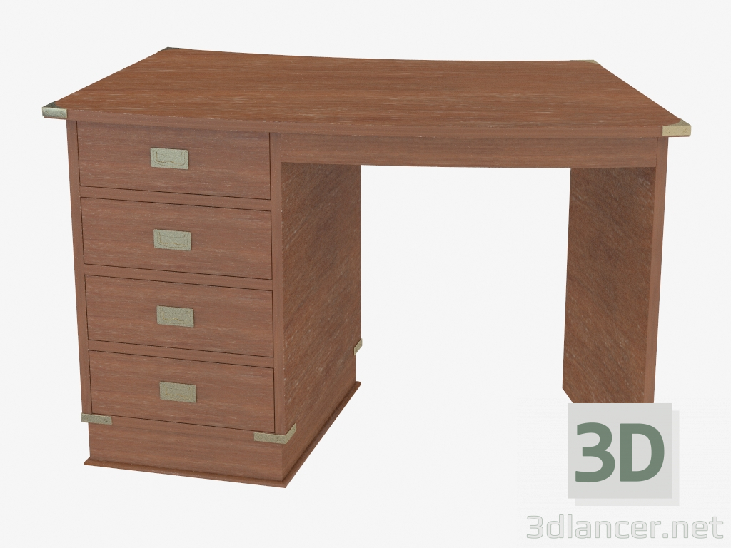 3d model Desk writing with drawers and bronze decor - preview