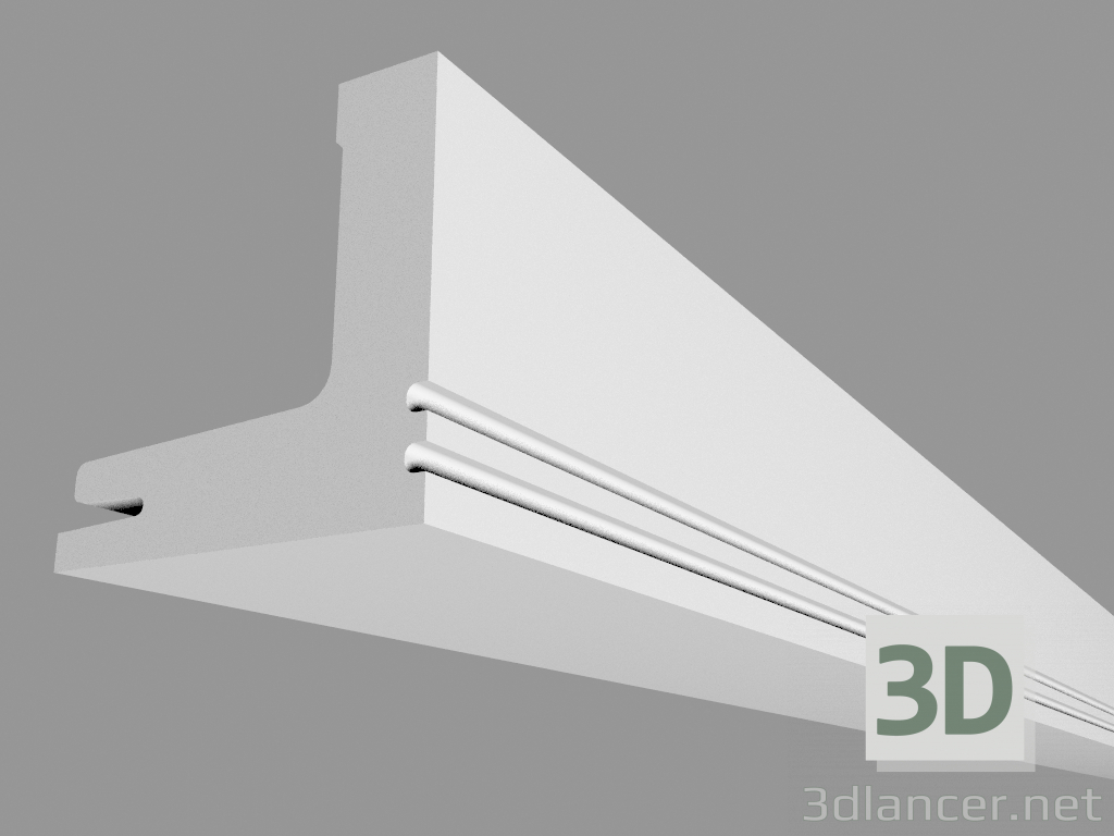 modello 3D Cornice per illuminazione a scomparsa C361 - Stripe (200 x 5 x 5 cm) - anteprima