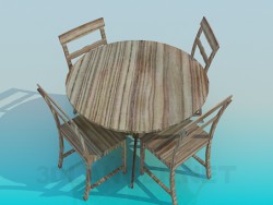 Wooden table and chairs set