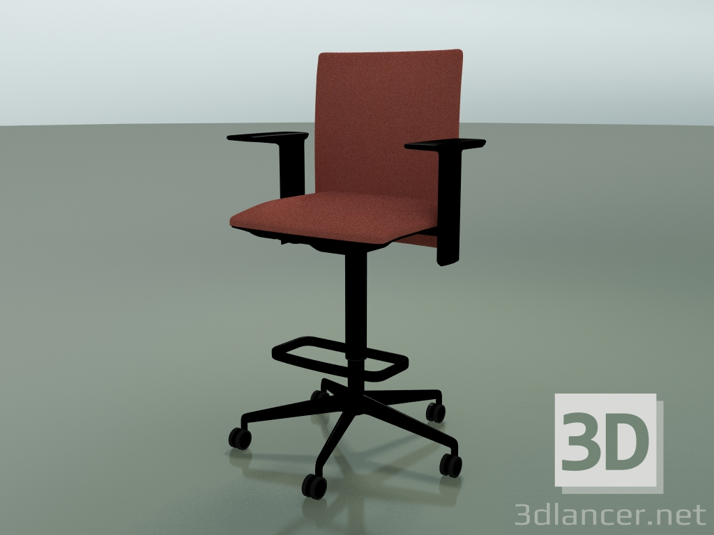 3d model Stool 6505 (5 wheels, with removable padding, adjustable standard 3D armrest, V39) - preview