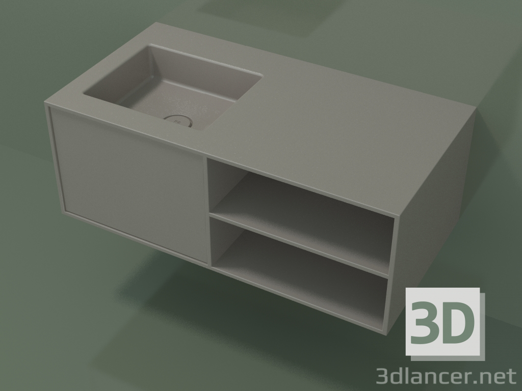 3d model Lavabo con cajón y compartimento (06UC524S2, Clay C37, L 96, P 50, H 36 cm) - vista previa