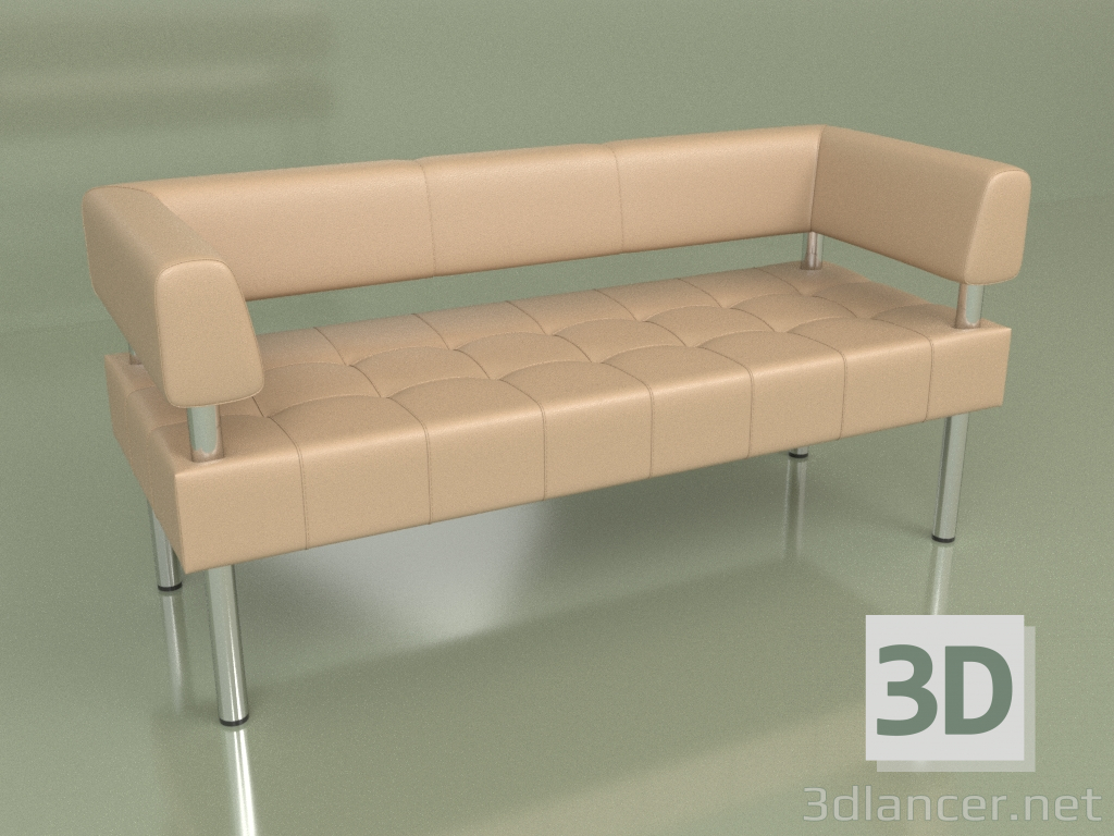 modello 3D Divano tre posti Business (pelle beige) - anteprima