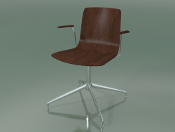 Chair 5909 (4 legs, swivel, with armrests, walnut)